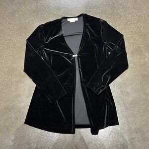 JR Nites By Caliendo Jacket Womens Large Black Velvet Long Sleeve Dressy Evening